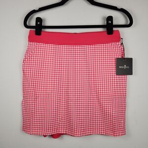 BELYN KEY Ladies Skort Check Gingham Trouser Golf Tennis Pickleball Pink NWT XS